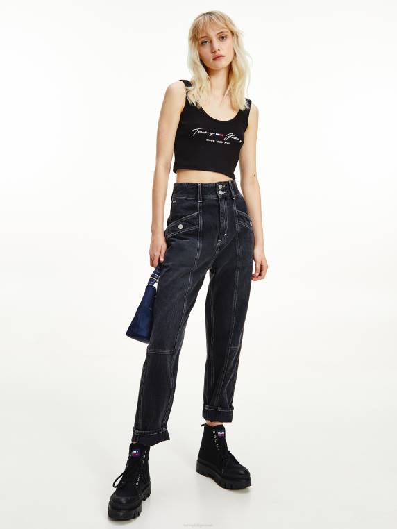 חלק עליון קצוץ מצולע NX202892 שָׁחוֹר Tommy Hilfiger