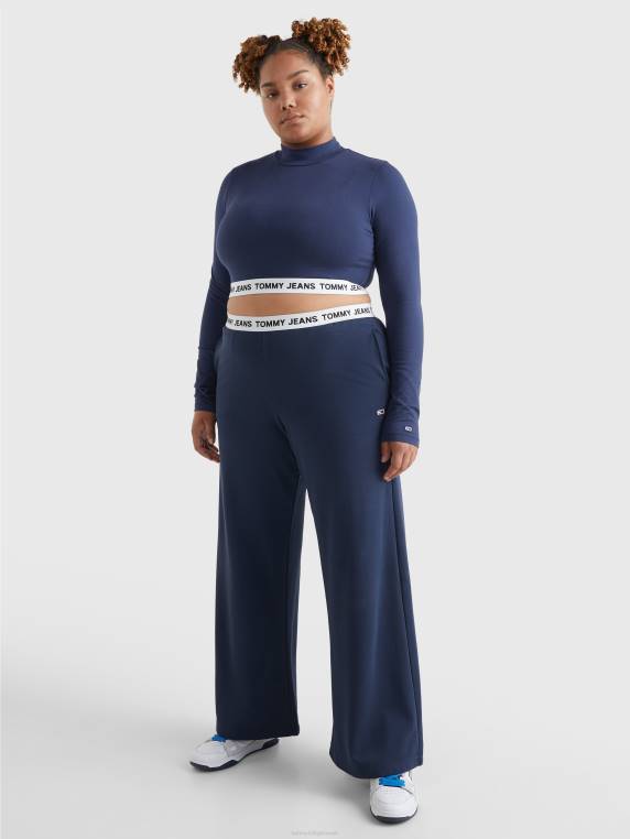 טופ קרופ עם שרוול ארוך עם צווארון גבוה NX202897 צי הדמדומים Tommy Hilfiger