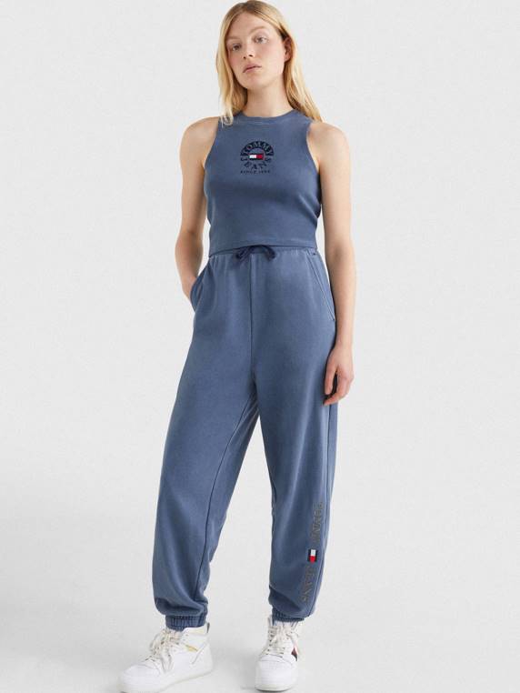 גופיית לוגו קצוץ NX202900 צי הדמדומים Tommy Hilfiger