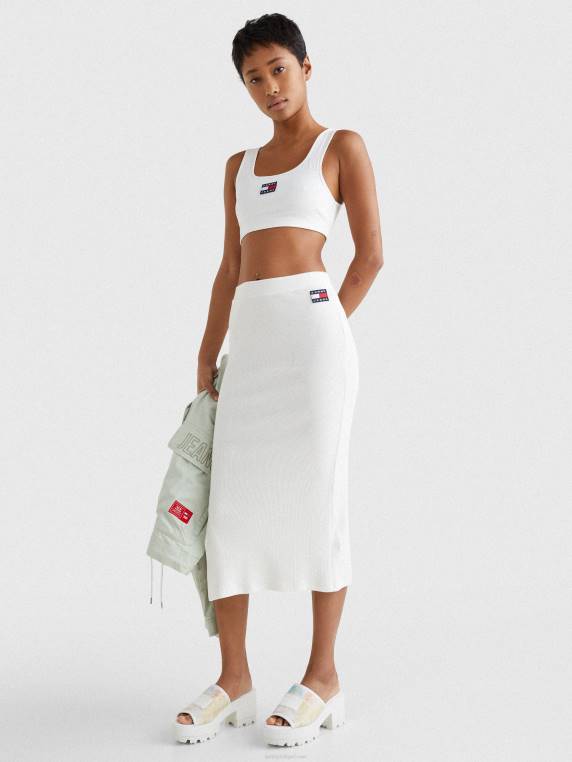 גופייה קצוצה תג NX202908 לבן Tommy Hilfiger