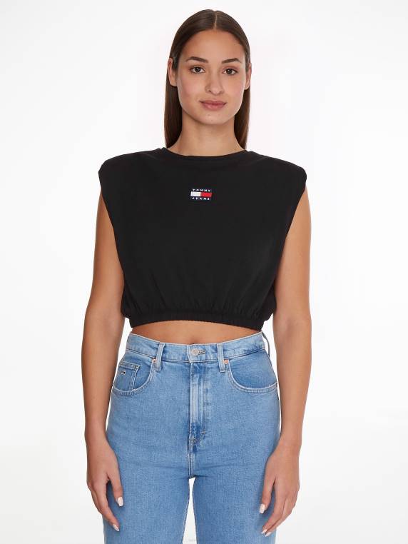 גופייה קצוצה תג NX202909 שָׁחוֹר Tommy Hilfiger