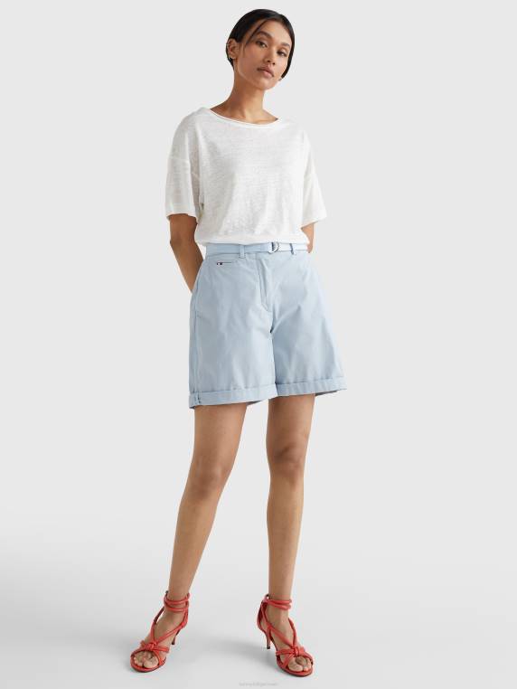 חולצת טי פשתן בגזרה רגועה NX202915 אקרו Tommy Hilfiger