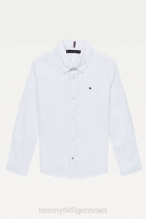 חולצת אוקספורד מתיחה NX202953 לבן Tommy Hilfiger