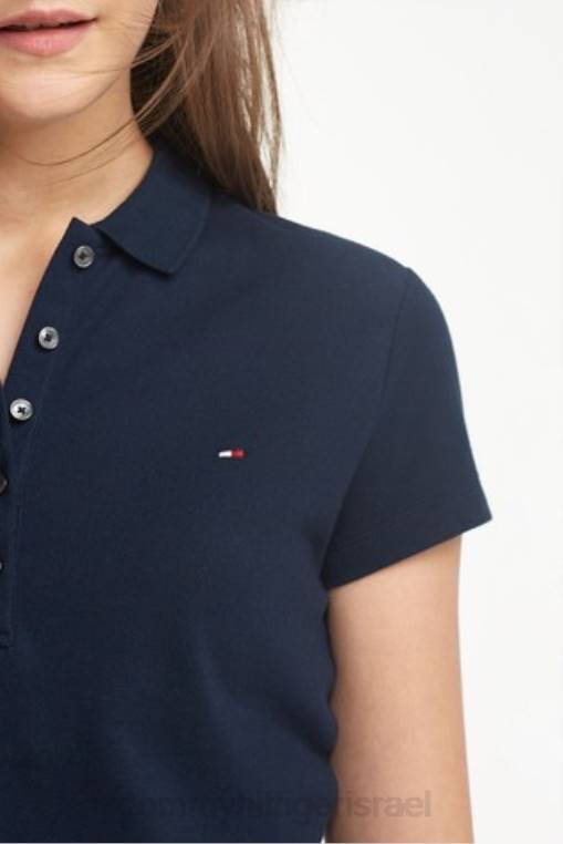 שמלת פולו דקה של מורשת NX202967 אִינדִיגוֹ Tommy Hilfiger