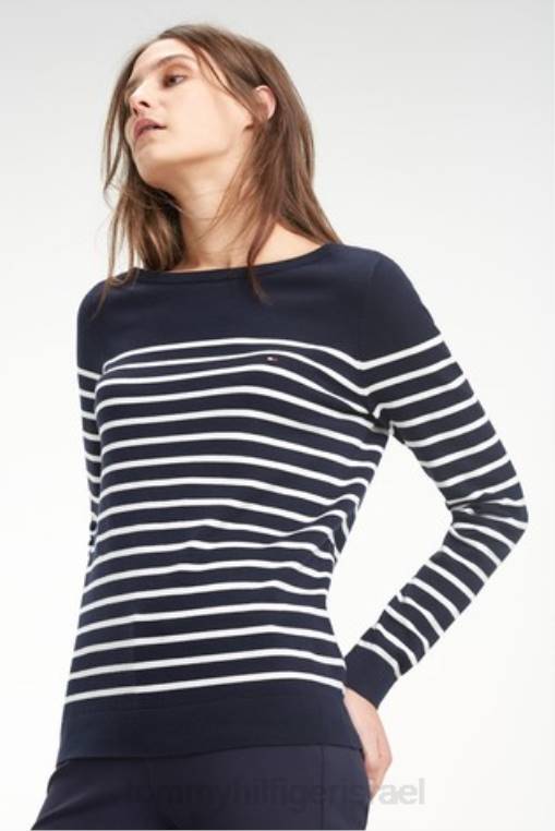 סוודר פסים עם צווארון מורשת NX202989 שָׁחוֹר Tommy Hilfiger