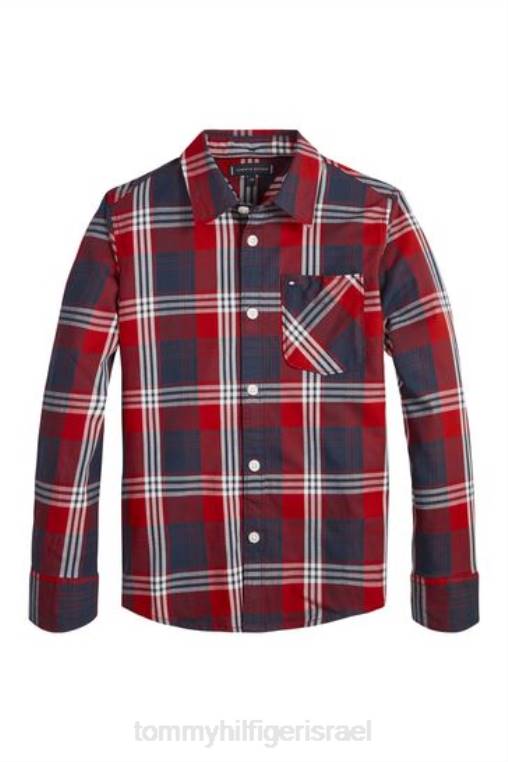 חולצה משובצת NX203064 אָדוֹם Tommy Hilfiger