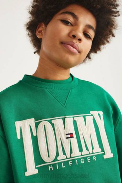 סווטשירט אפליקציית חוט NX203065 ירוק Tommy Hilfiger