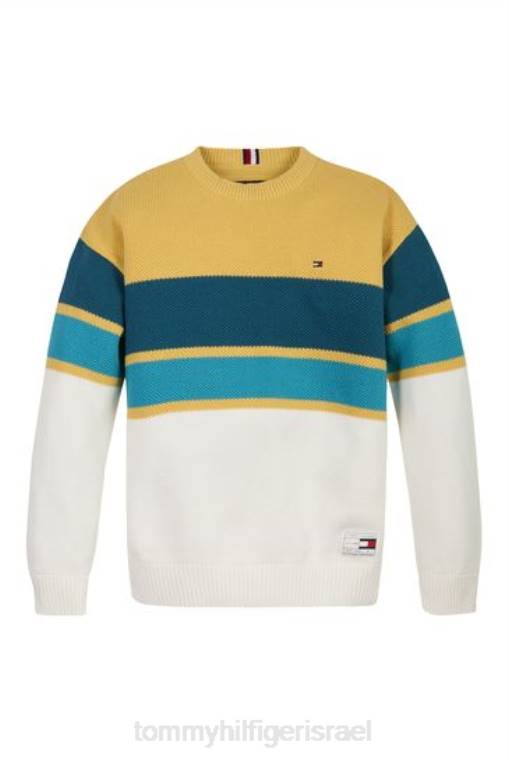 סוודר פס רוגבי NX203066 צהוב Tommy Hilfiger