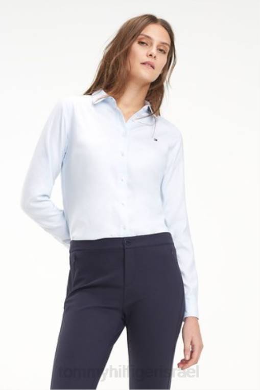 חולצה רגילה של ג'נה מורשת NX203082 לבן Tommy Hilfiger