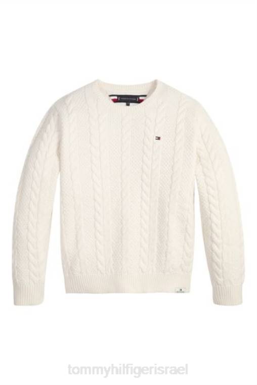 סוודר חיוני בכבלים NX203090 קרם Tommy Hilfiger