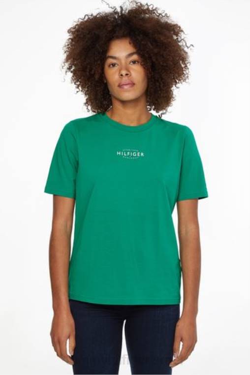 חולצת טריקו חיונית ממותגת NX203095 ירוק Tommy Hilfiger