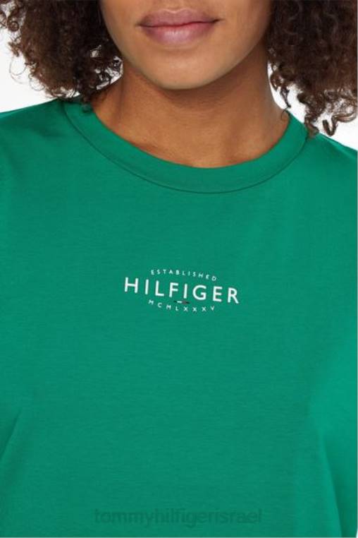 חולצת טריקו חיונית ממותגת NX203095 ירוק Tommy Hilfiger