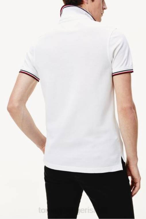 חולצת פולו דקה עם קצה NX203122 לבן Tommy Hilfiger