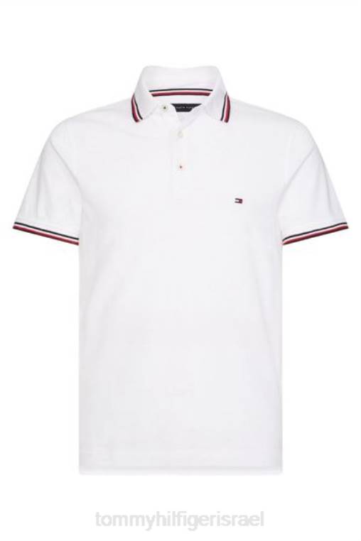 חולצת פולו דקה עם קצה NX203122 לבן Tommy Hilfiger