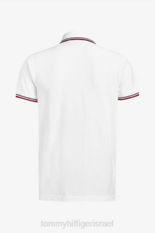 חולצת פולו דקה עם קצה NX203122 לבן Tommy Hilfiger
