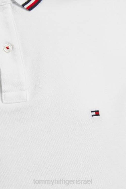 חולצת פולו דקה עם קצה NX203122 לבן Tommy Hilfiger
