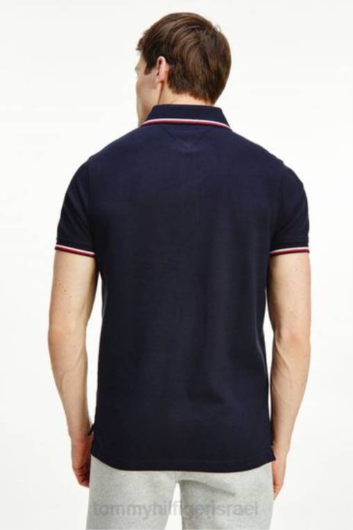 חולצת פולו דקה עם קצה לבן NX203123 כְּחוֹל Tommy Hilfiger