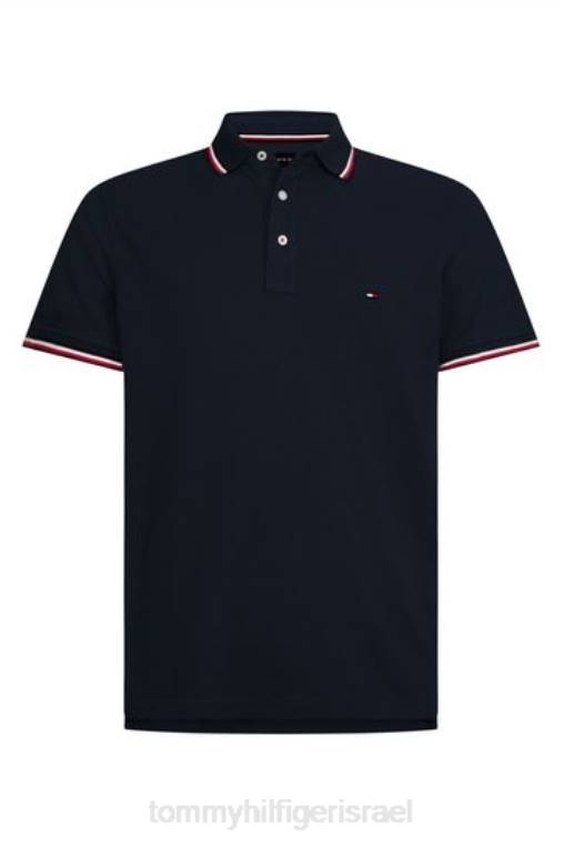 חולצת פולו דקה עם קצה לבן NX203123 כְּחוֹל Tommy Hilfiger