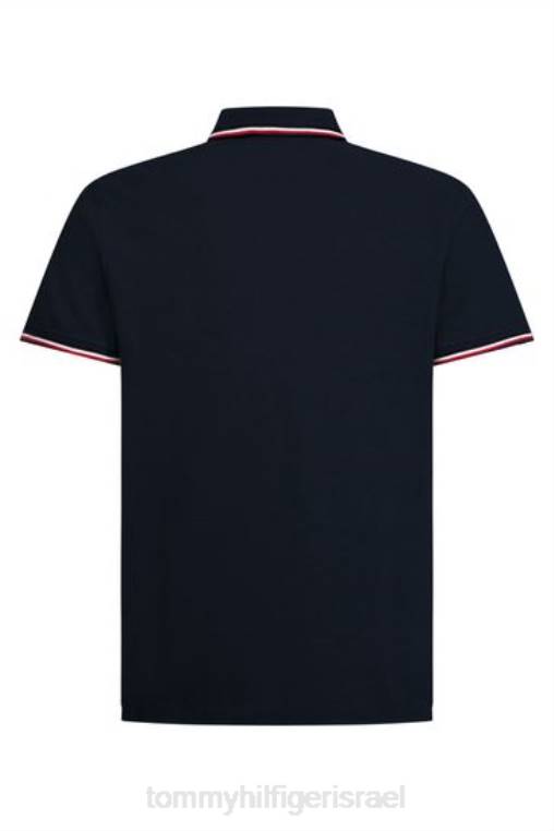 חולצת פולו דקה עם קצה לבן NX203123 כְּחוֹל Tommy Hilfiger