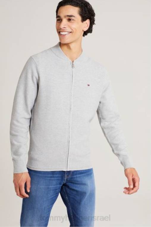 מגשר עם רוכסן דרך בייסבול סרוג NX203136 אפור Tommy Hilfiger