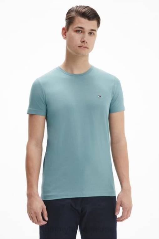 חולצת טריקו נמתחת בגזרה דקיקה NX203179 כְּחוֹל Tommy Hilfiger