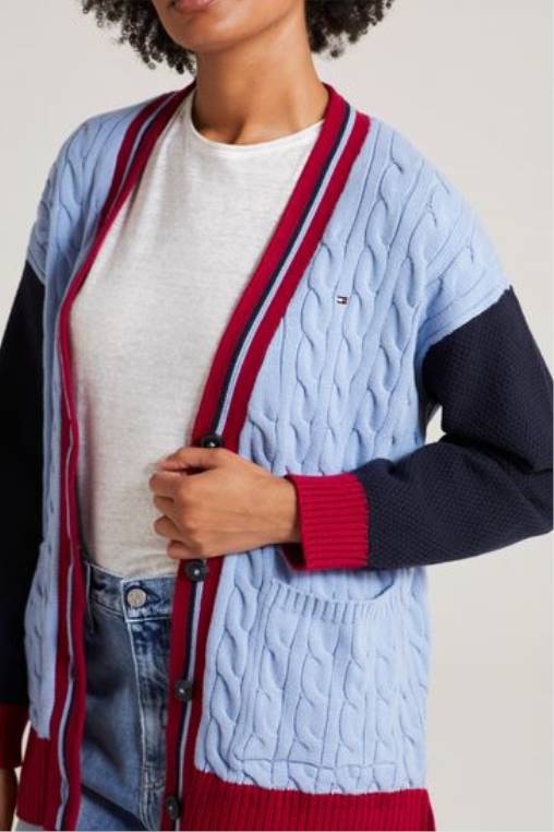 קרדיגן סרוג בכבלים NX203187 כְּחוֹל Tommy Hilfiger