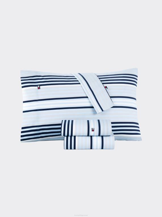 סט סדינים מיטה זוגית NX2031 פס אוקיינוס Tommy Hilfiger