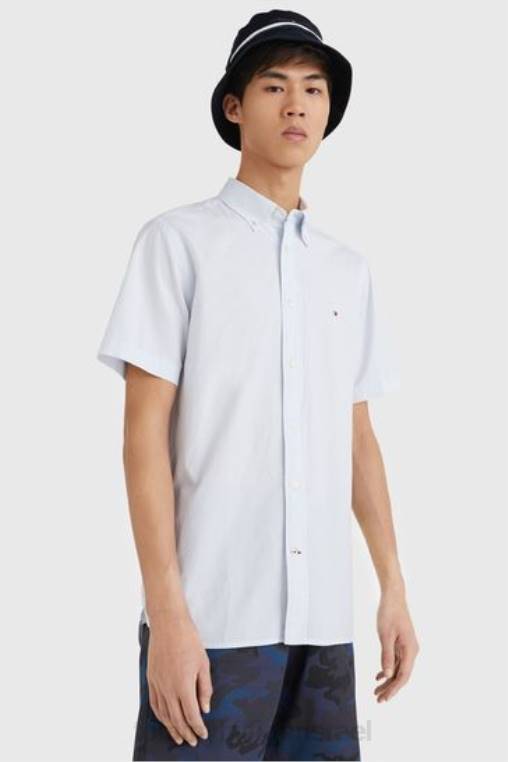 חולצת פופלין לגברים עם שרוולים קצרים NX203259 כְּחוֹל Tommy Hilfiger