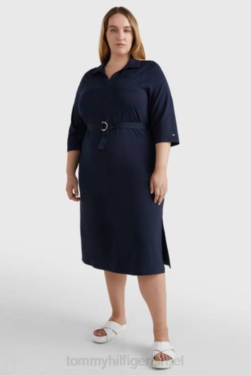 שמלת חולצת מידי רגועה עם עקומה NX203264 כְּחוֹל Tommy Hilfiger