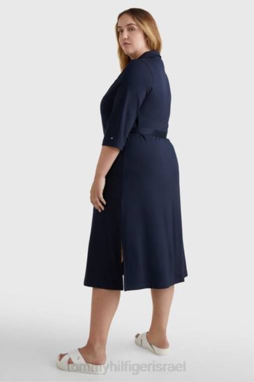 שמלת חולצת מידי רגועה עם עקומה NX203264 כְּחוֹל Tommy Hilfiger