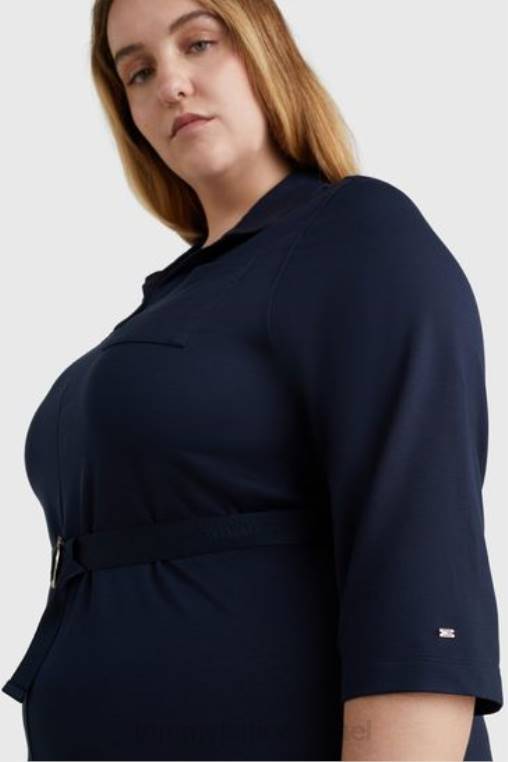 שמלת חולצת מידי רגועה עם עקומה NX203264 כְּחוֹל Tommy Hilfiger