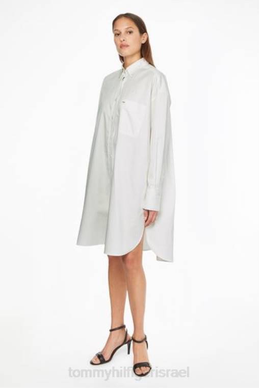 שמלת חולצת ארכיון טבעית NX203268 לבן Tommy Hilfiger