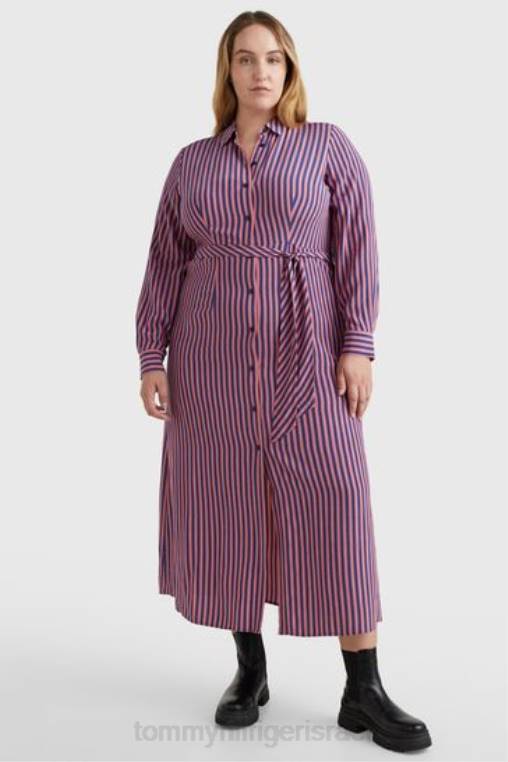 שמלת חולצת מקסי עקומה NX203284 כְּחוֹל Tommy Hilfiger