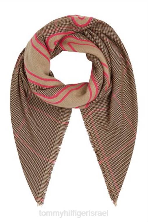 צעיף בדיקה הכנה NX203293 חום Tommy Hilfiger