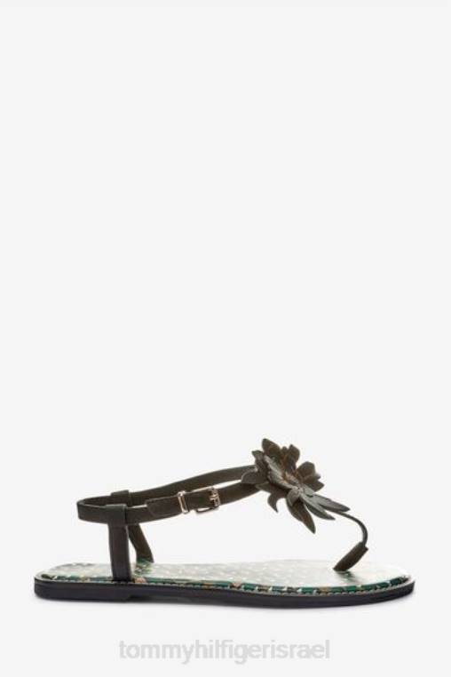 סנדלי עור שטוחים במונוגרמה פרחונית NX203314 שָׁחוֹר Tommy Hilfiger