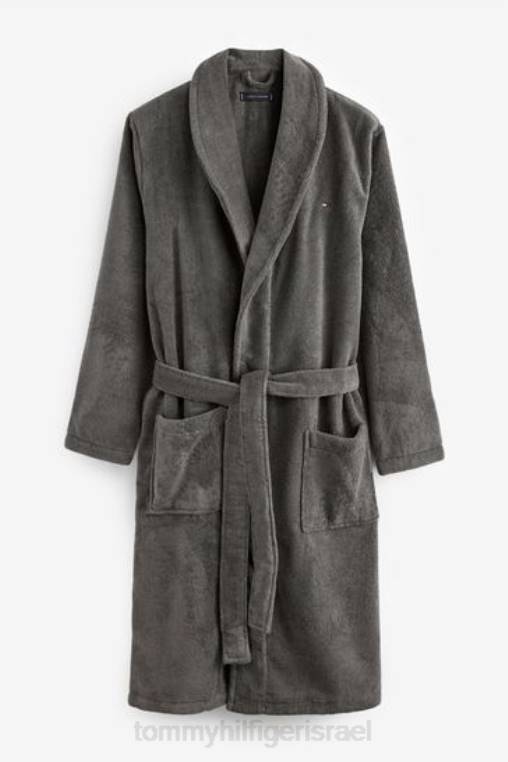 חלוק רחצה אייקון מכותנה NX203323 אפור Tommy Hilfiger