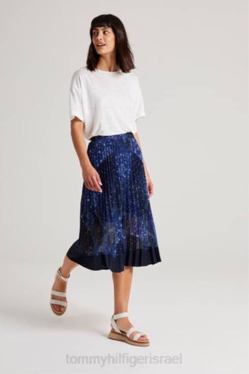 חצאית מידי עם קפלים פייזלי NX203343 כְּחוֹל Tommy Hilfiger