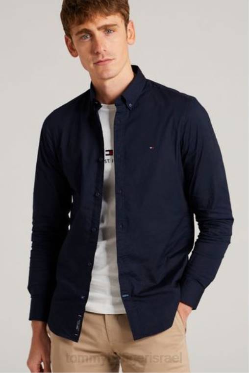 חולצת פופלין בכושר רגיל NX203376 כְּחוֹל Tommy Hilfiger