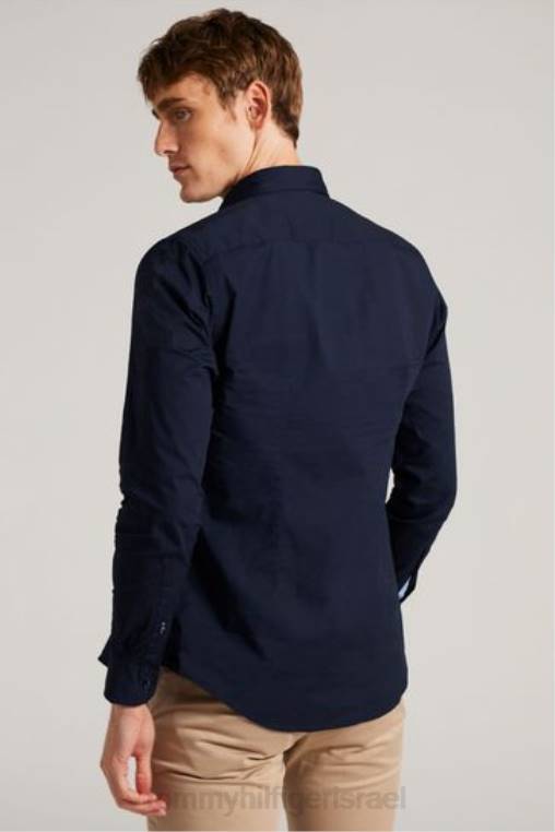 חולצת פופלין בכושר רגיל NX203376 כְּחוֹל Tommy Hilfiger