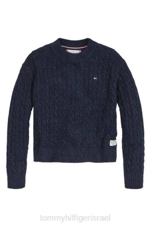 סוודר סרוג כבל שניל NX203383 כְּחוֹל Tommy Hilfiger