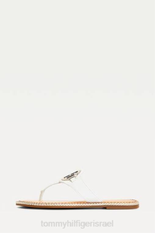 סנדלי עור שטוחים טבעיים NX203426 לבן Tommy Hilfiger