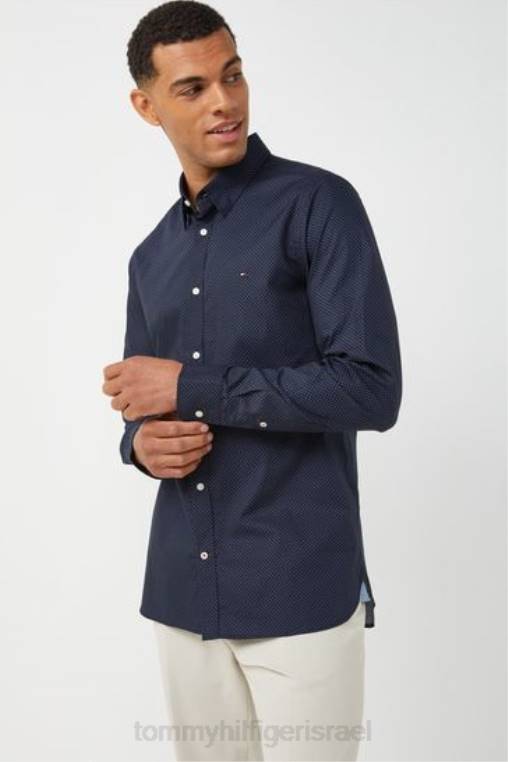 חולצה בהדפס נקודות NX203521 כְּחוֹל Tommy Hilfiger