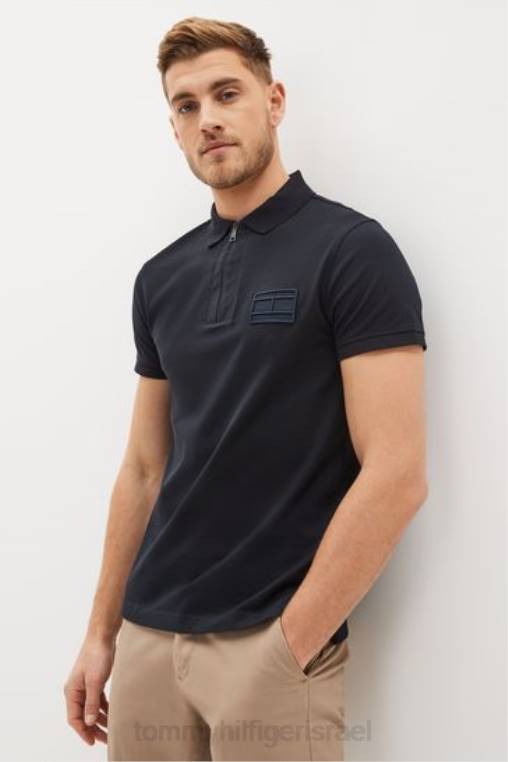 חולצת פולו דקה עם רוכסן NX203535 כְּחוֹל Tommy Hilfiger