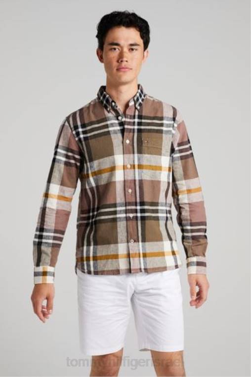 חולצה משובצת ניטראלית NX203539 בז' Tommy Hilfiger