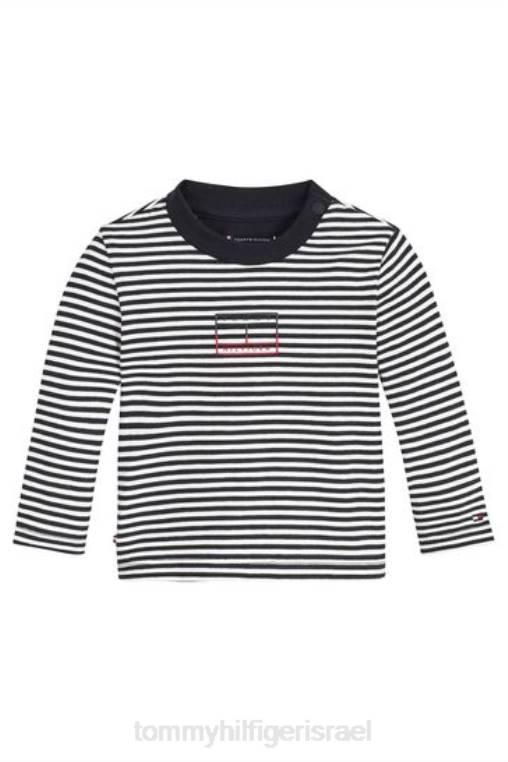 חולצת טריקו עם שרוולים ארוכים עם פסים לתינוק NX203553 כְּחוֹל Tommy Hilfiger