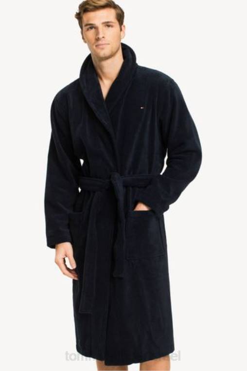 חלוק רחצה אייקון מכותנה NX203575 שָׁחוֹר Tommy Hilfiger