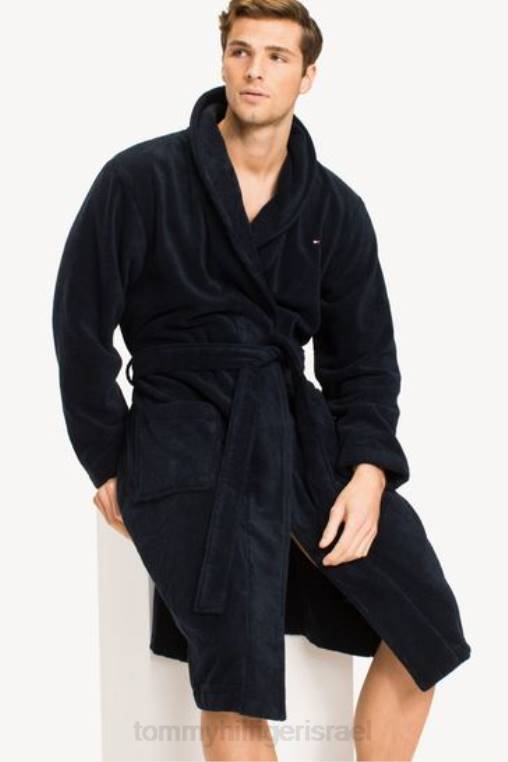 חלוק רחצה אייקון מכותנה NX203575 שָׁחוֹר Tommy Hilfiger