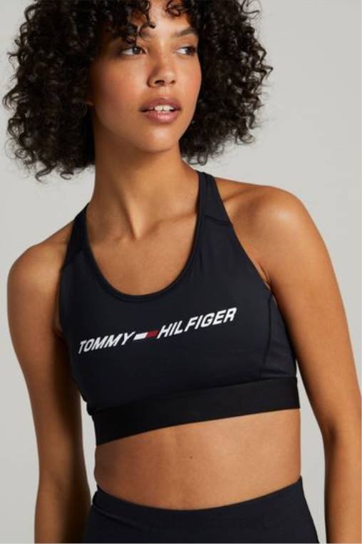 חזיית ספורט רייסר גב בעוצמה בינונית NX203583 שָׁחוֹר Tommy Hilfiger