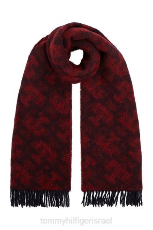 צעיף מונוגרמה איקוני NX203587 אָדוֹם Tommy Hilfiger