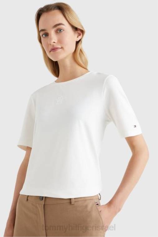 חלק עליון רקום בגווני דק טבעי NX203588 לבן Tommy Hilfiger